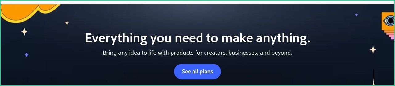 Hero section of adobe.com