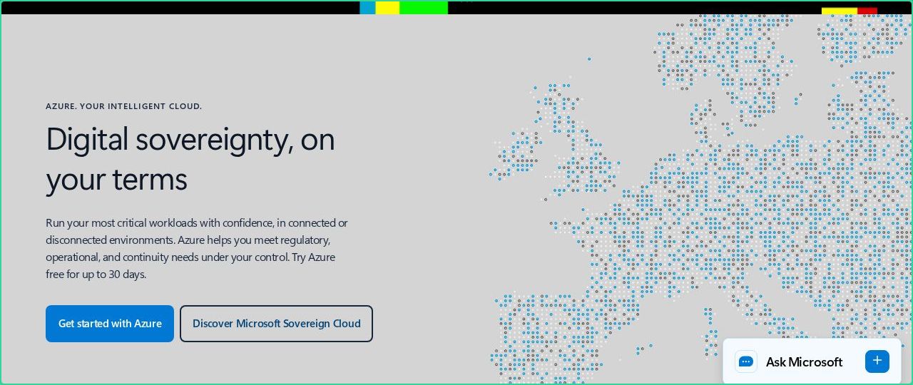 Hero section of azure.com