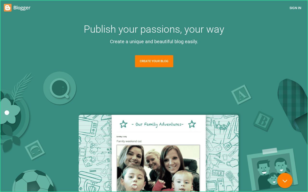 Hero section of blogspot.com