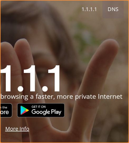 Call-to-action area of cloudflare-dns.com