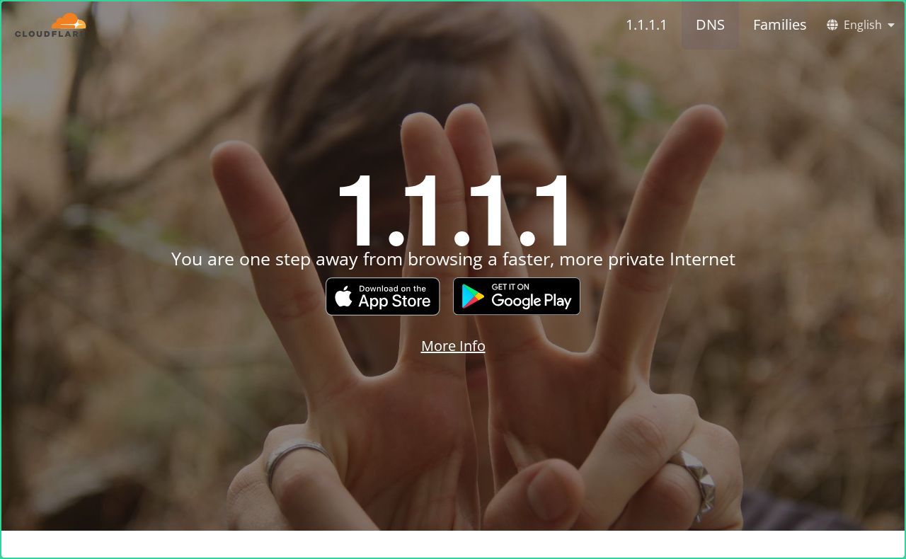 Hero section of cloudflare-dns.com