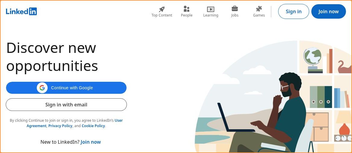 Call-to-action area of linkedin.com