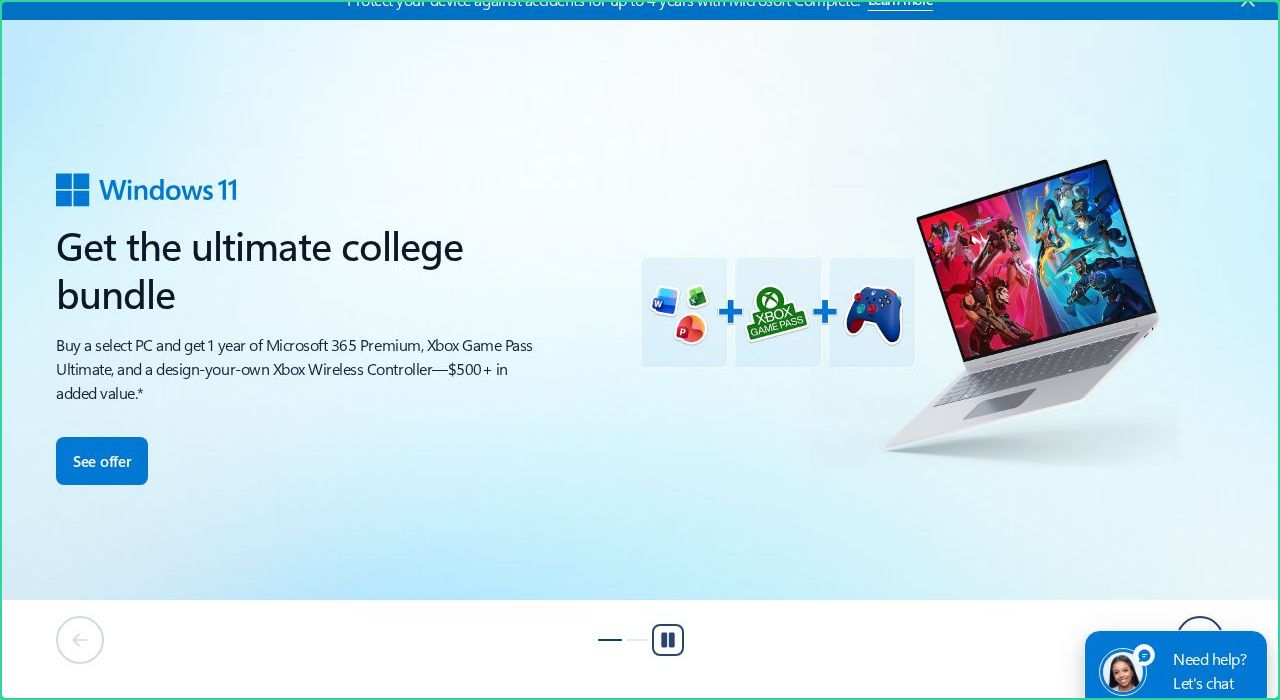 Hero section of microsoft.com