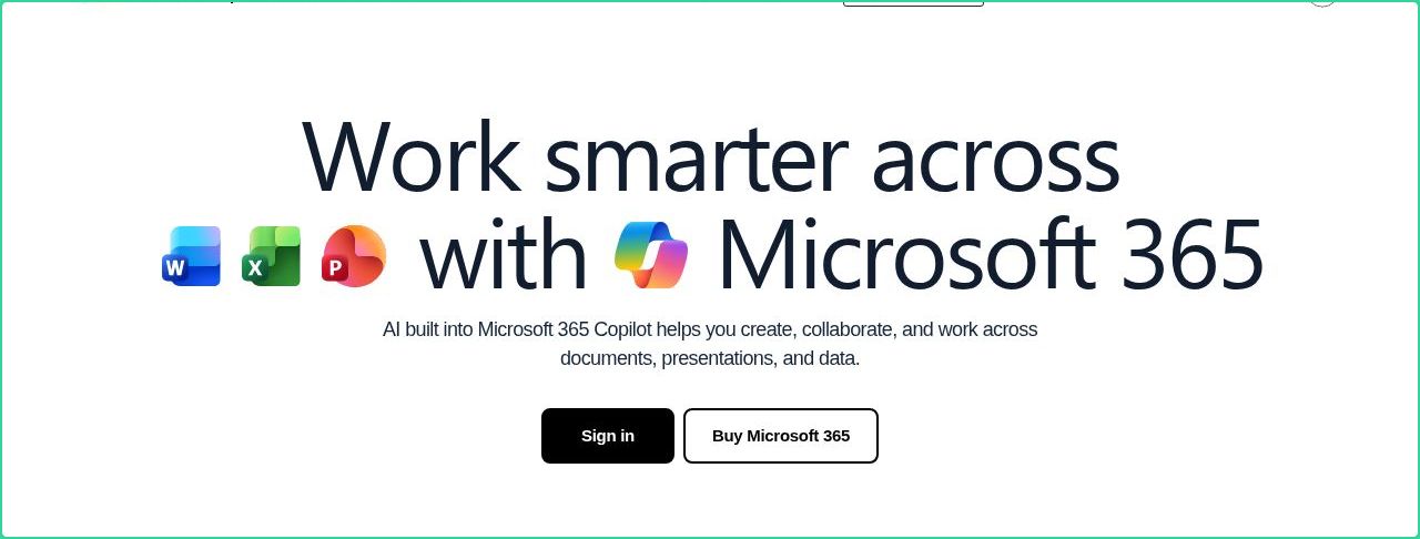 Hero section of office.com