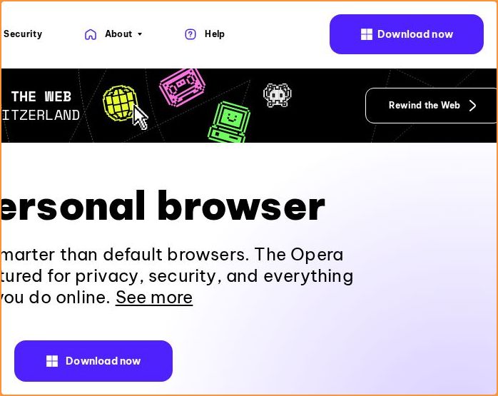 Call-to-action area of opera.com