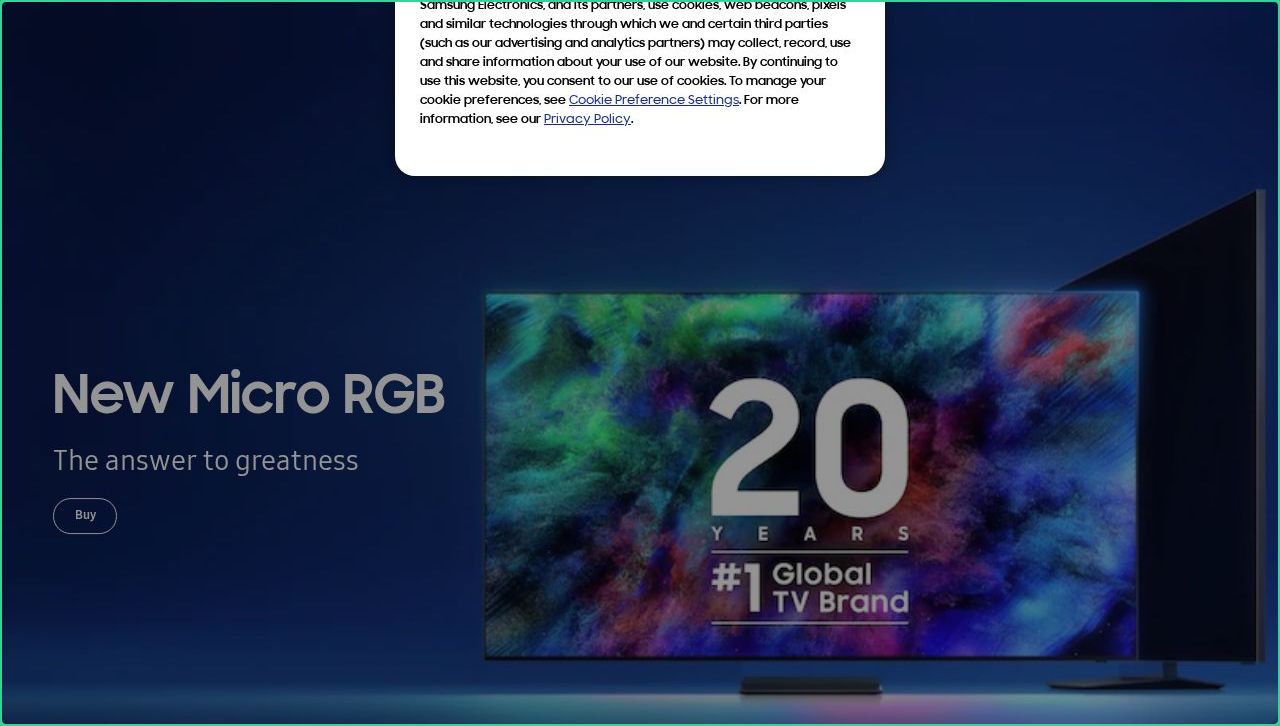 Hero section of samsung.com