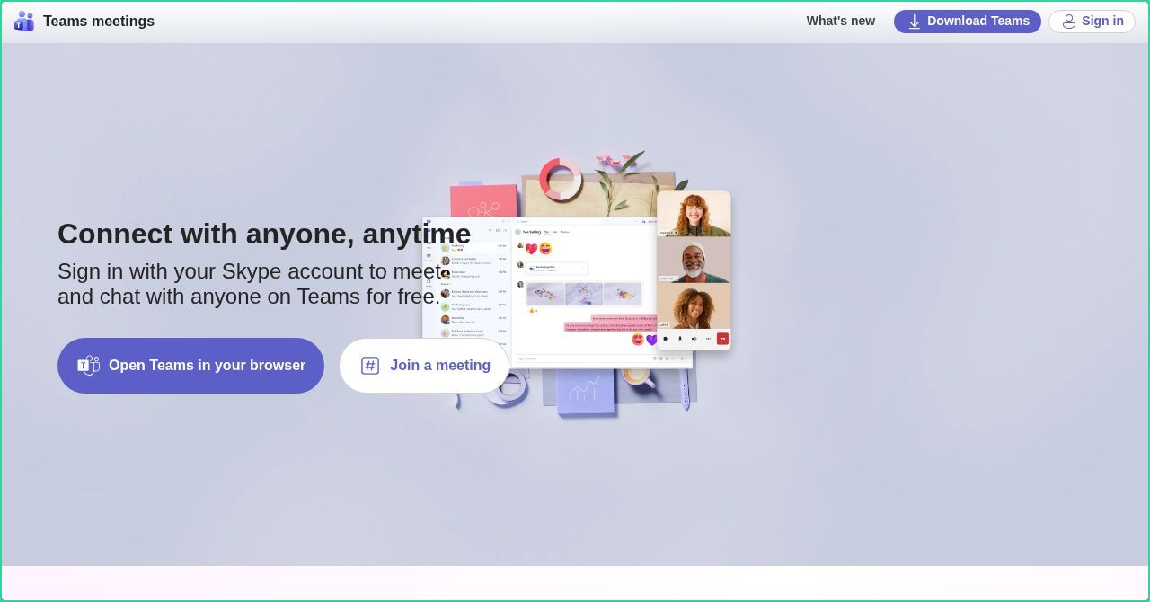 Hero section of skype.com
