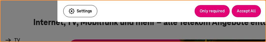 Call-to-action area of telekom.de