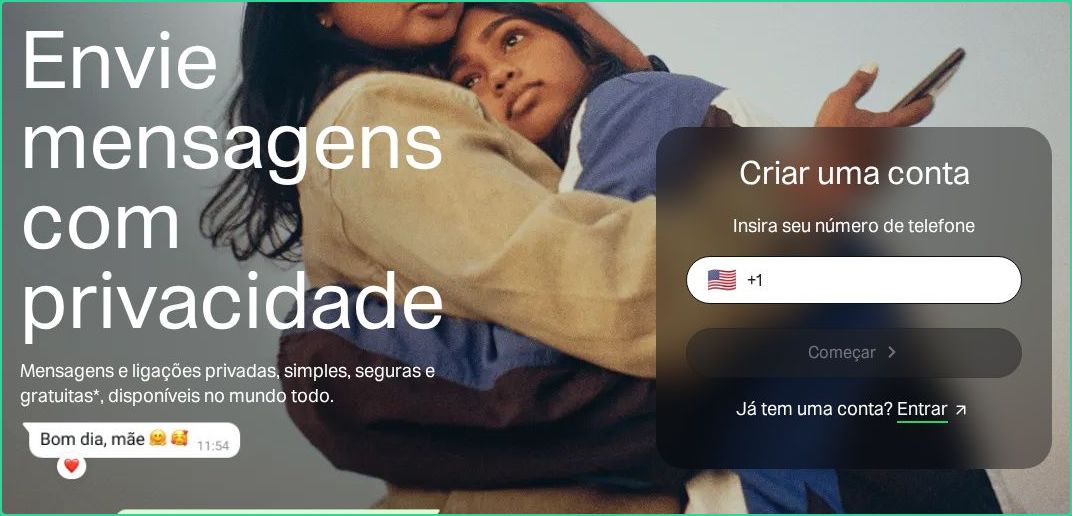 Hero section of whatsapp.net