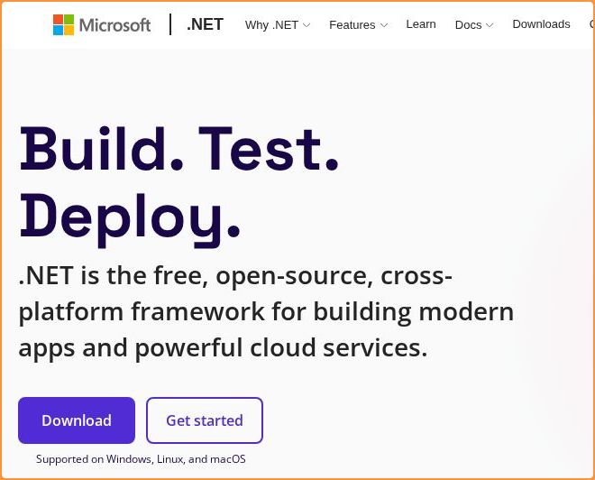 Call-to-action area of windows.net