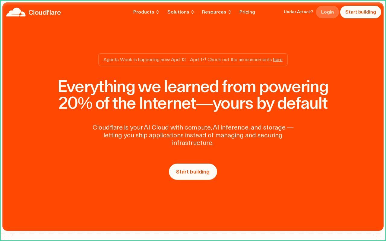 Hero section of workers.dev