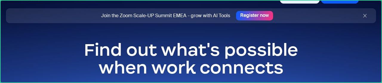 Hero section of zoom.us