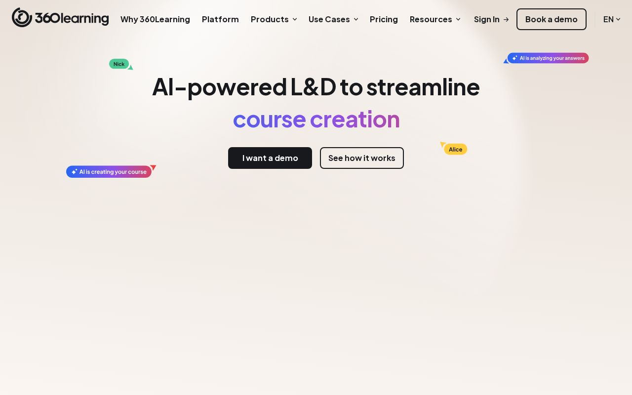Screenshot of 360learning.com