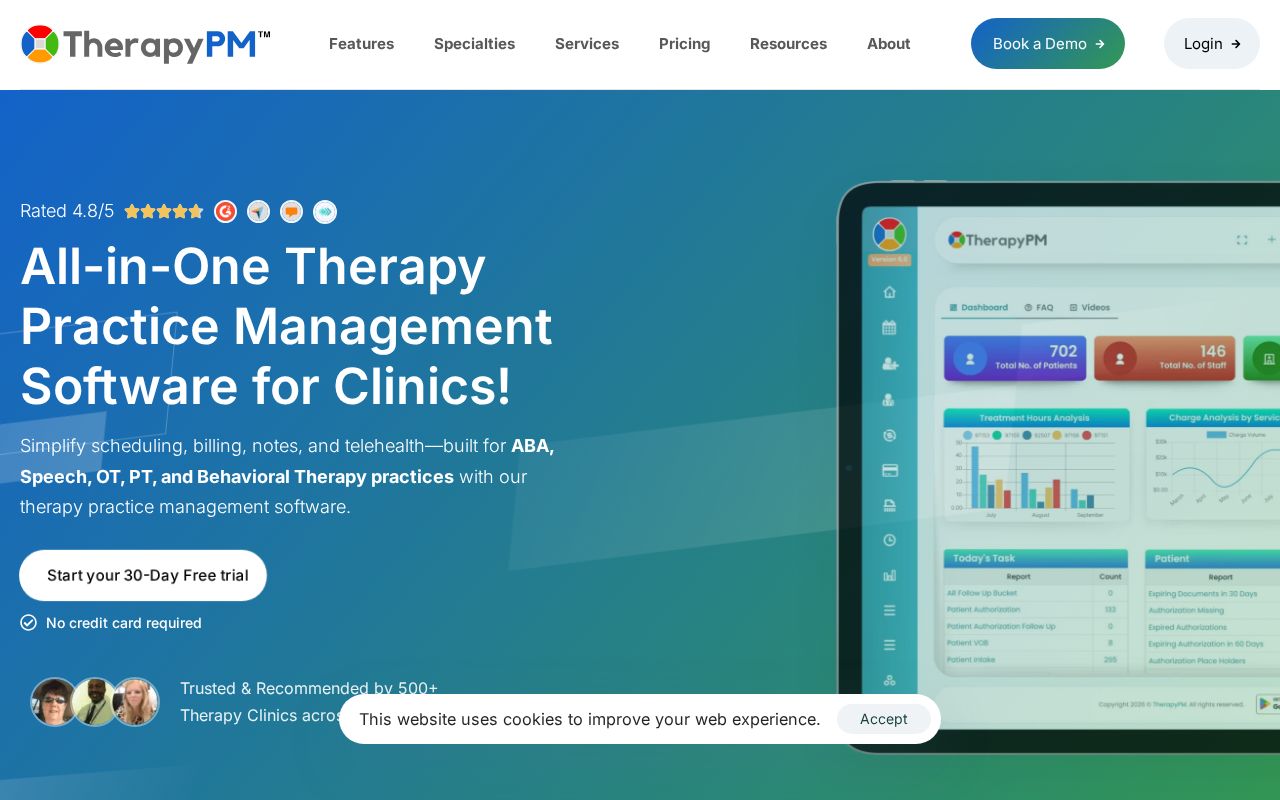 Screenshot of TherapyPMS.com
