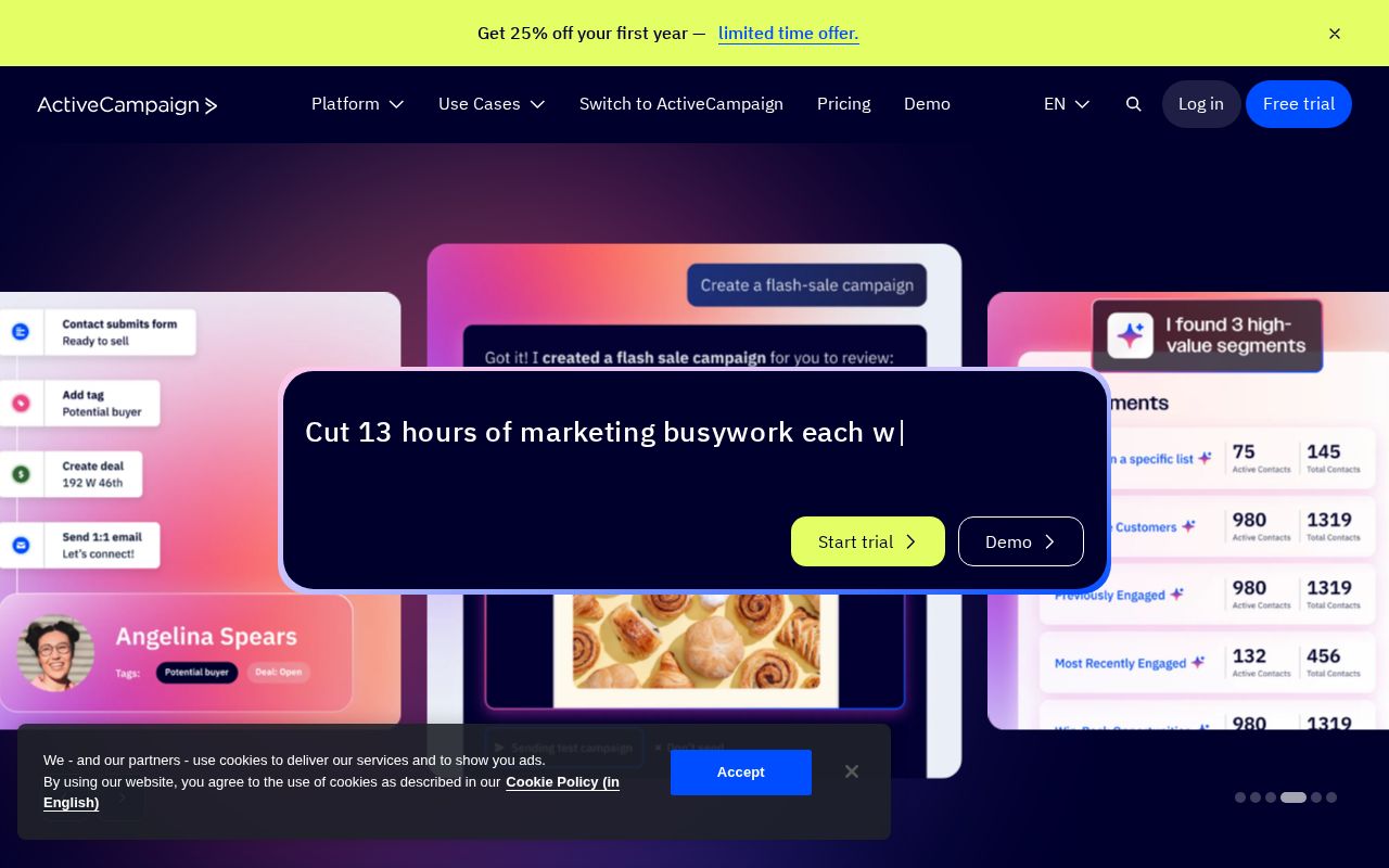 Screenshot of activecampaign.com