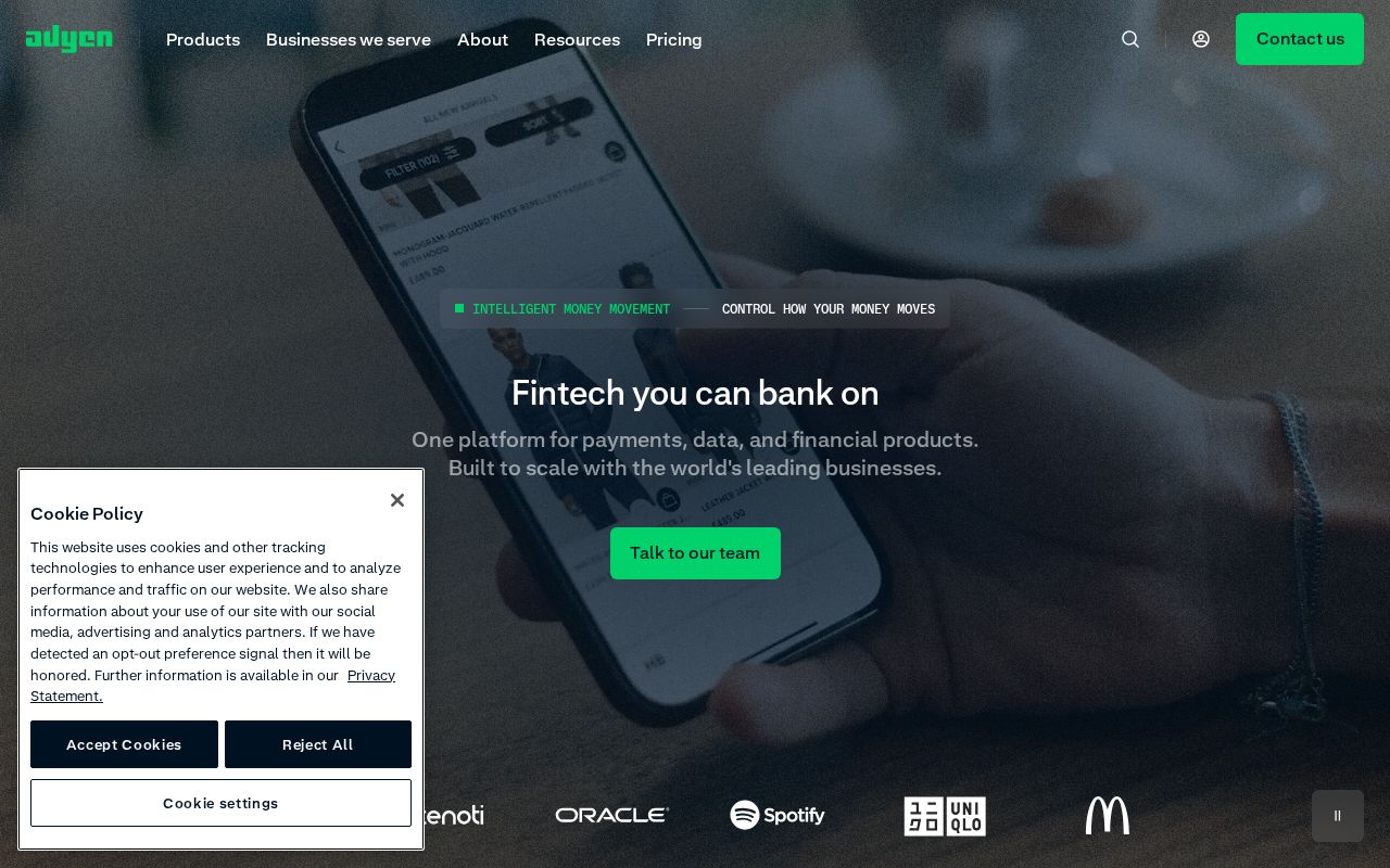 Screenshot of adyen.com