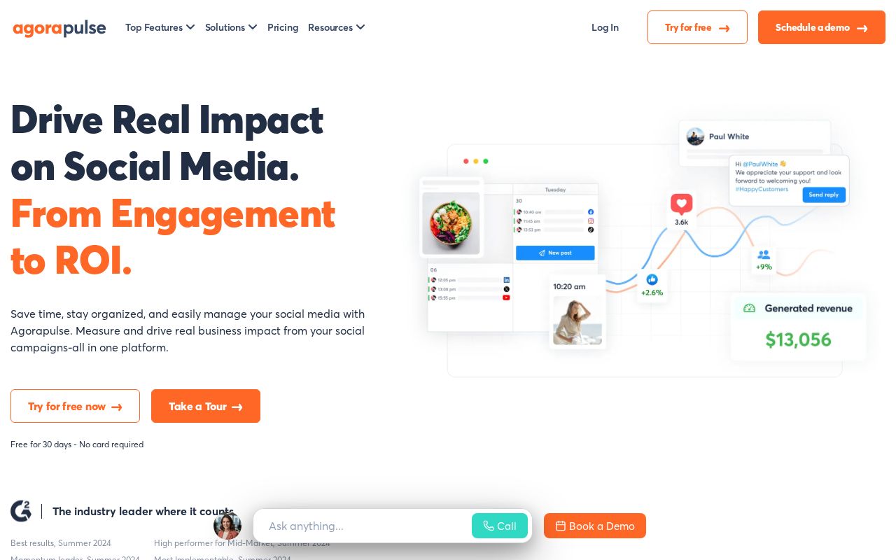Screenshot of agorapulse.com