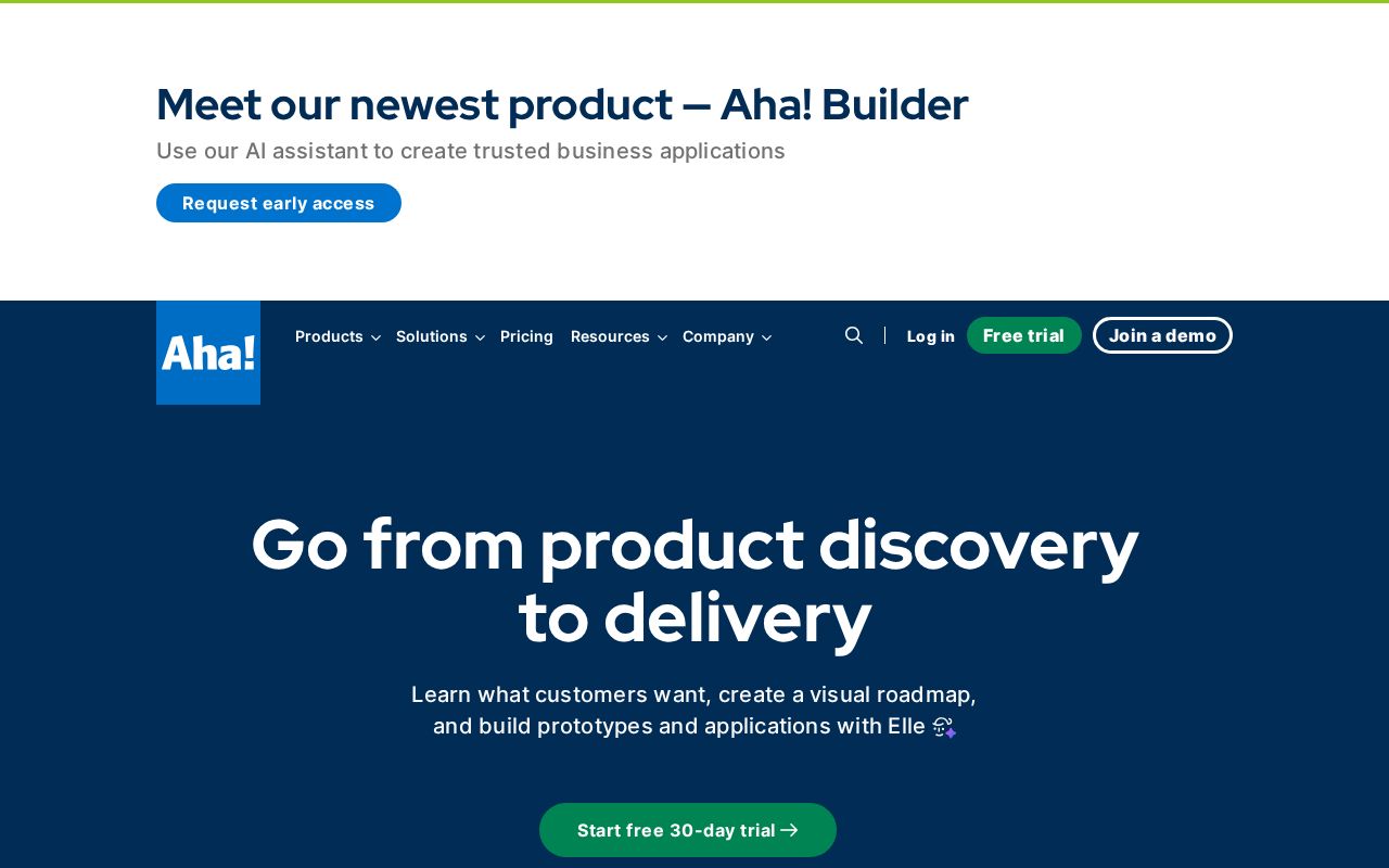 Screenshot of aha.io