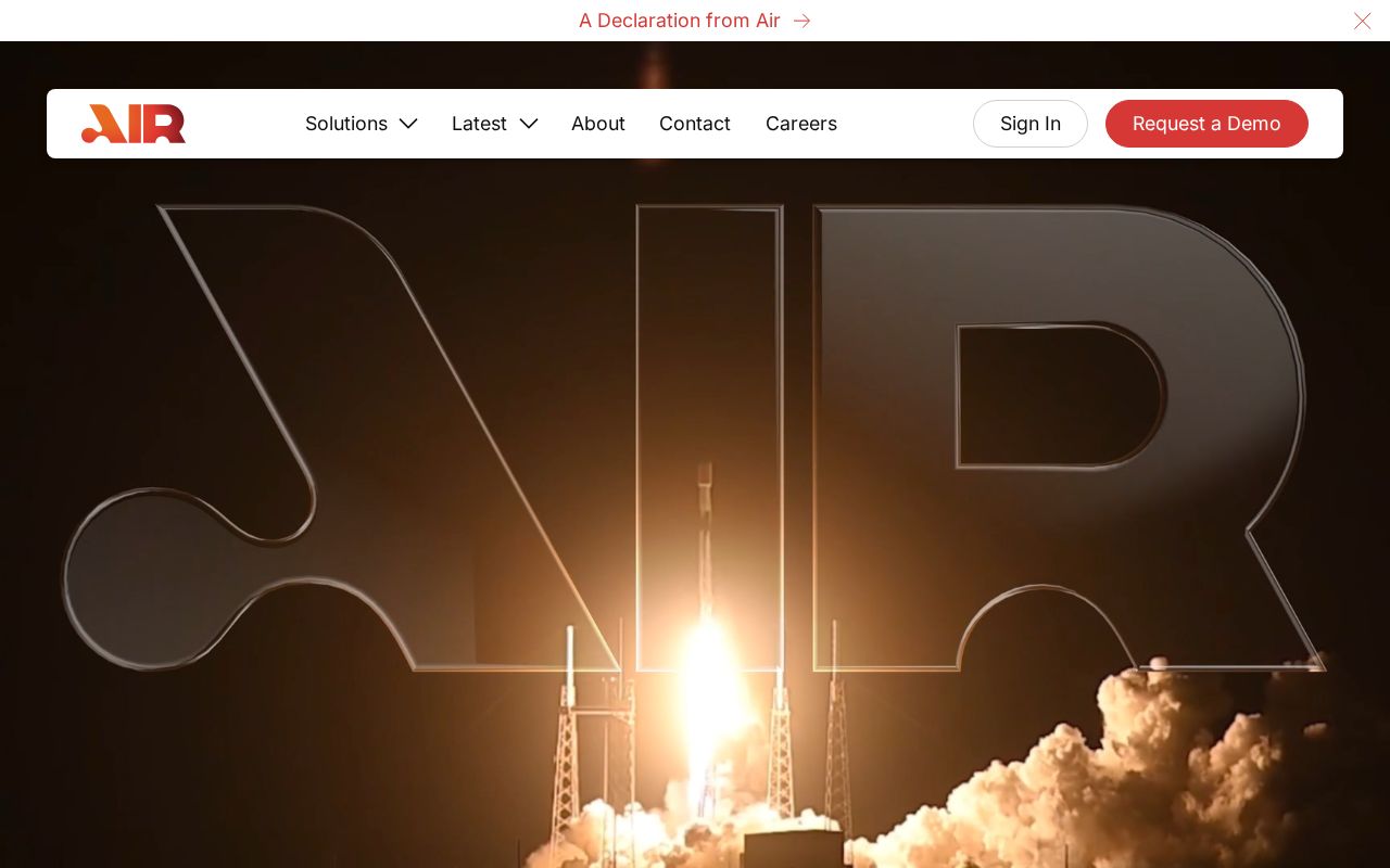The air.ai homepage, first screen
