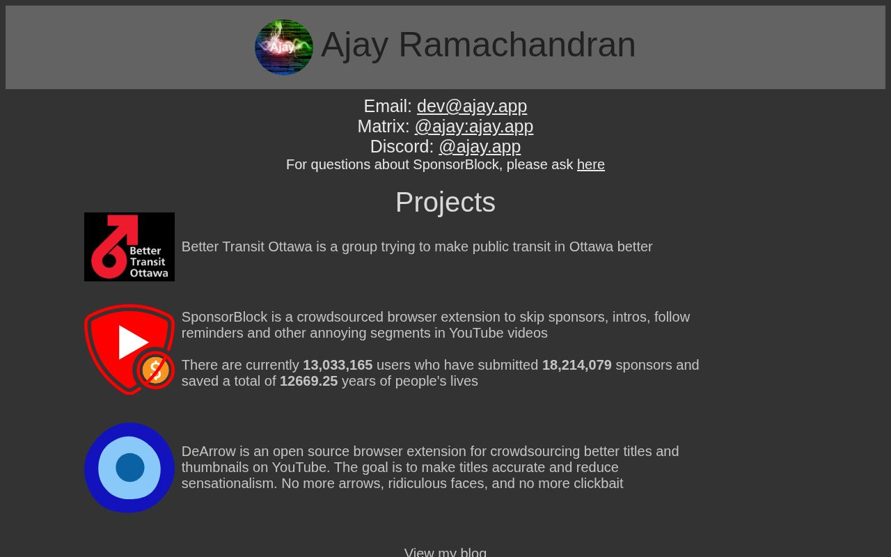 Screenshot of ajay.app