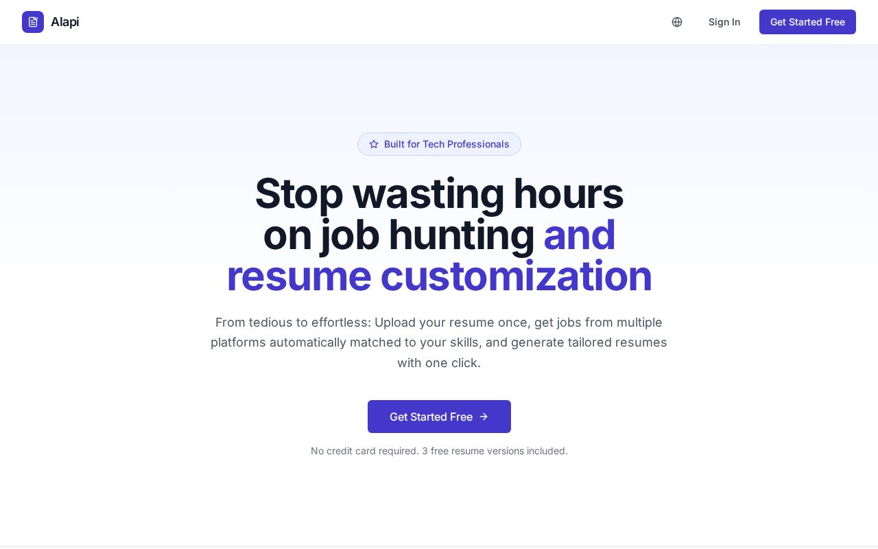 Screenshot of alapi.app
