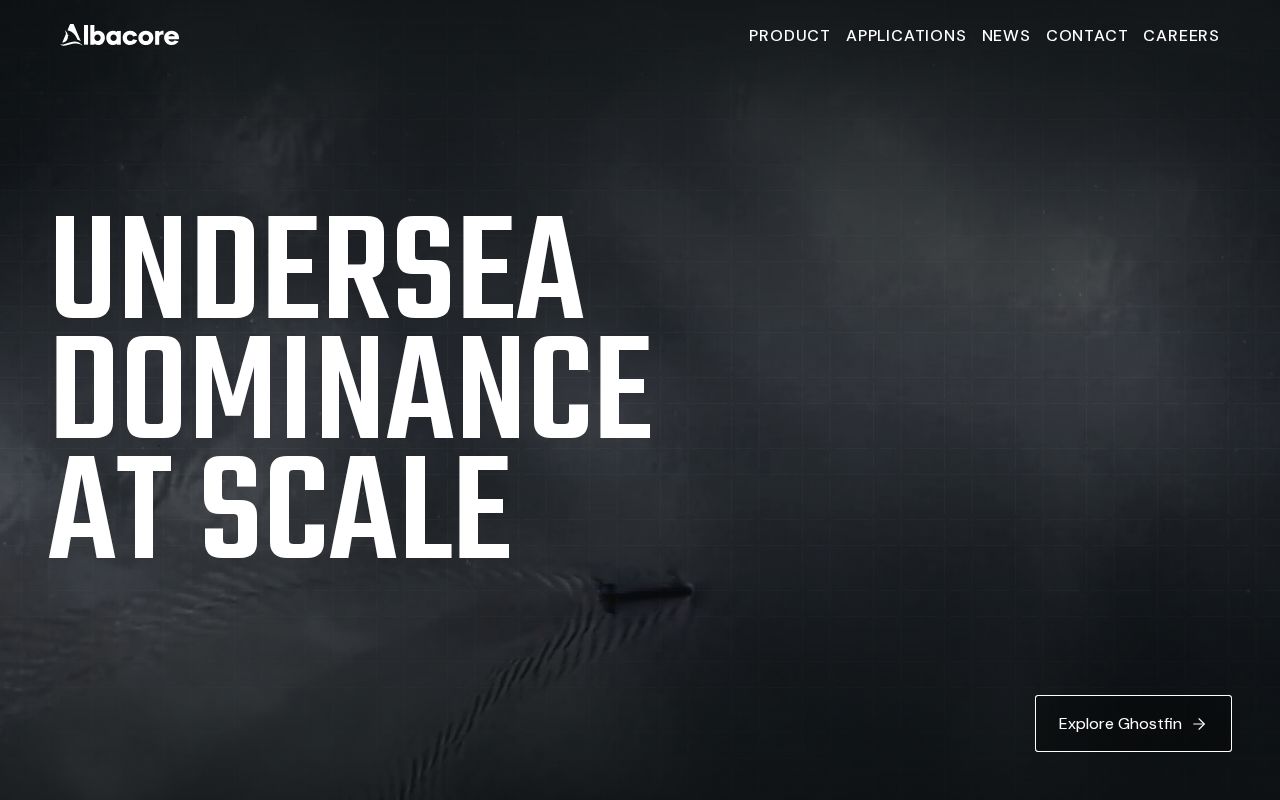 The albacore.inc homepage, first screen