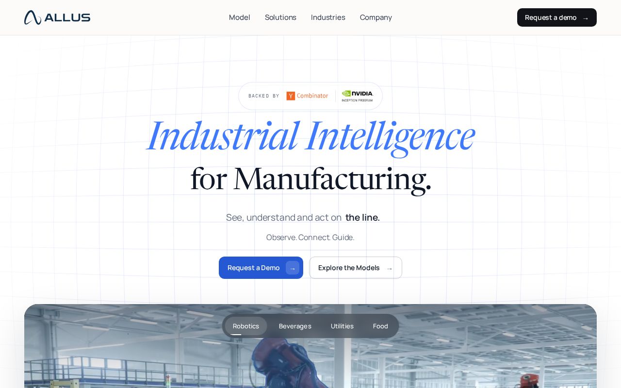 The allus.ai homepage, first screen