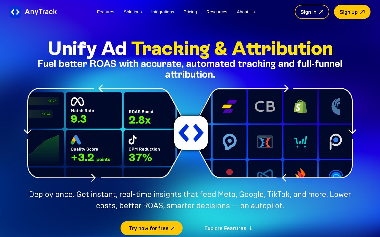Screenshot of anytrack.io
