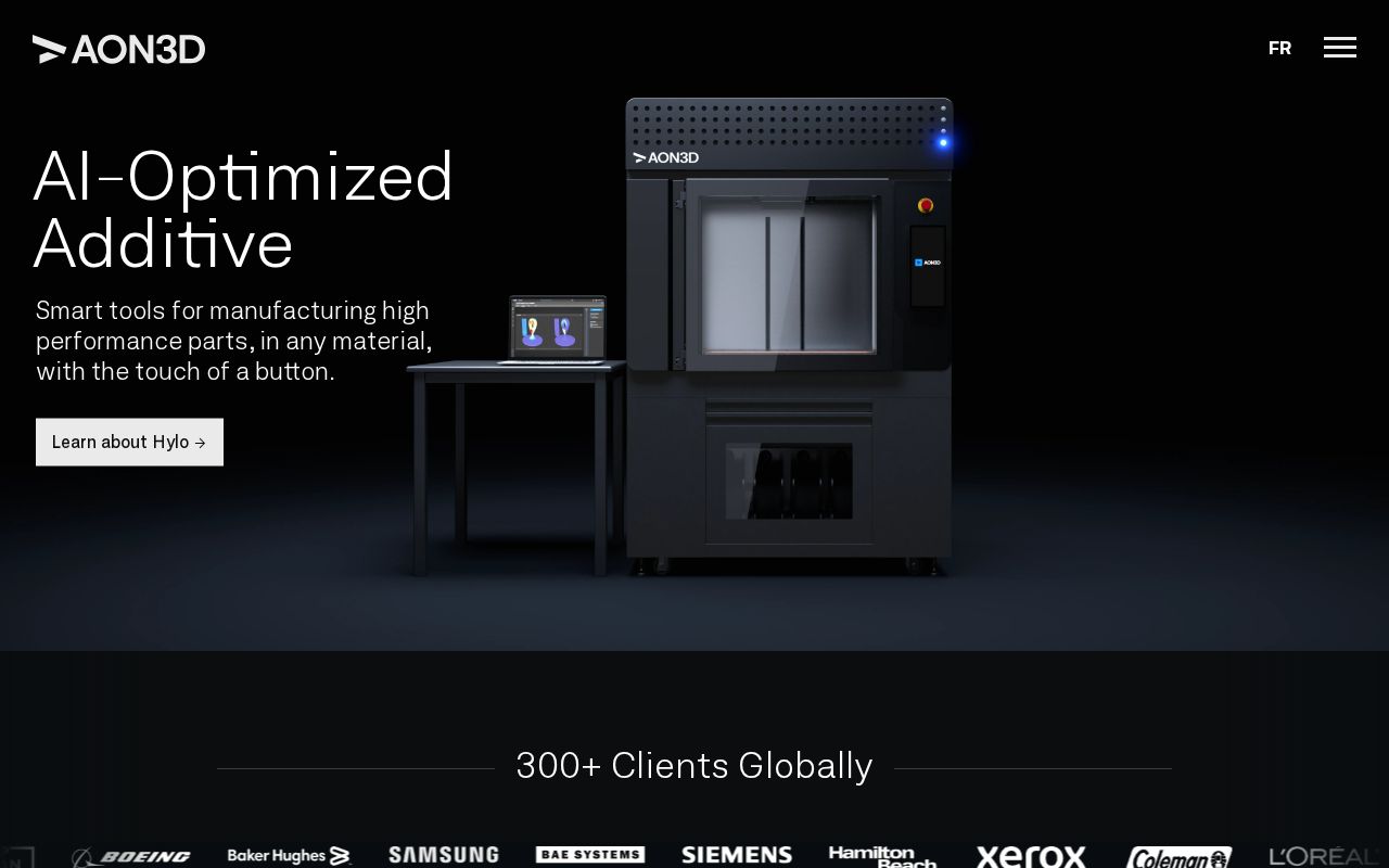 The aon3d.com homepage, first screen