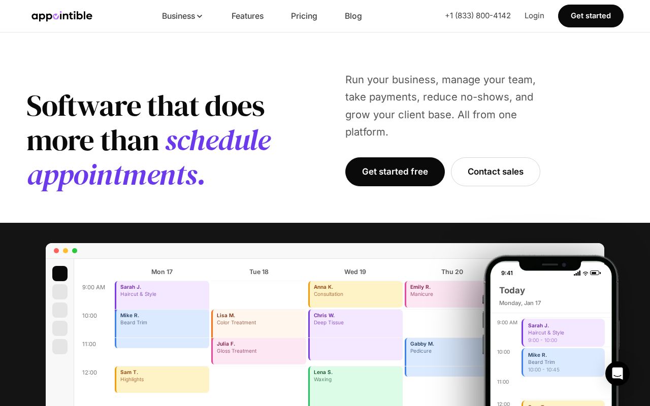 Screenshot of appointible.com