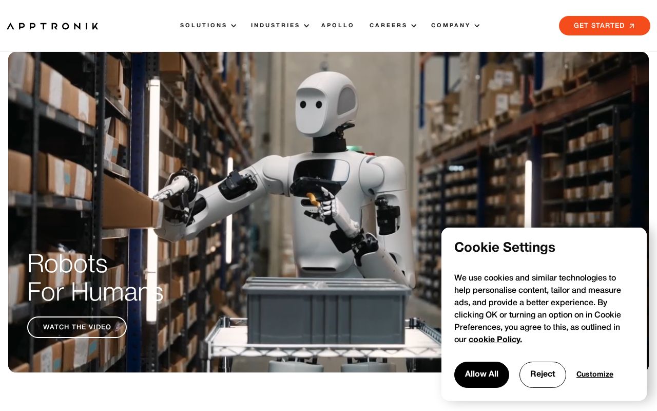 The apptronik.com homepage, first screen