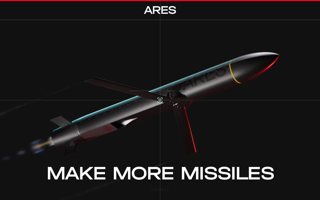 The aresindustries.com homepage, first screen