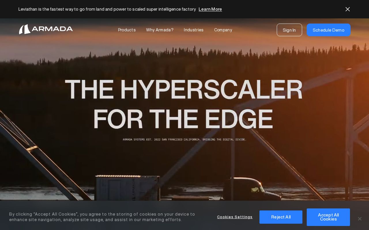 The armada.ai homepage, first screen