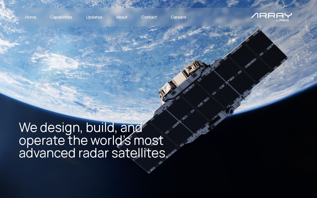The arraylabs.io homepage, first screen