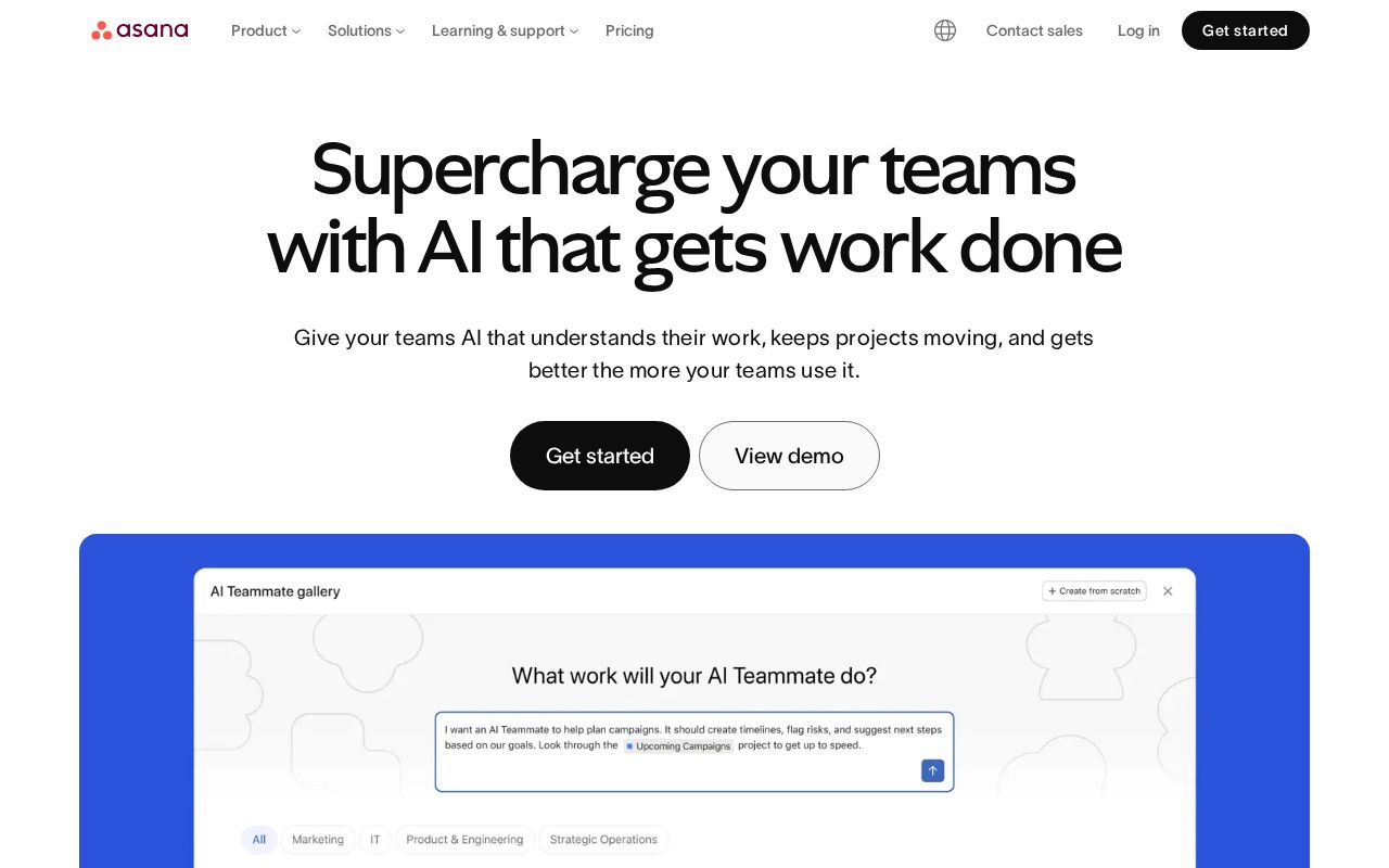 Screenshot of asana.com