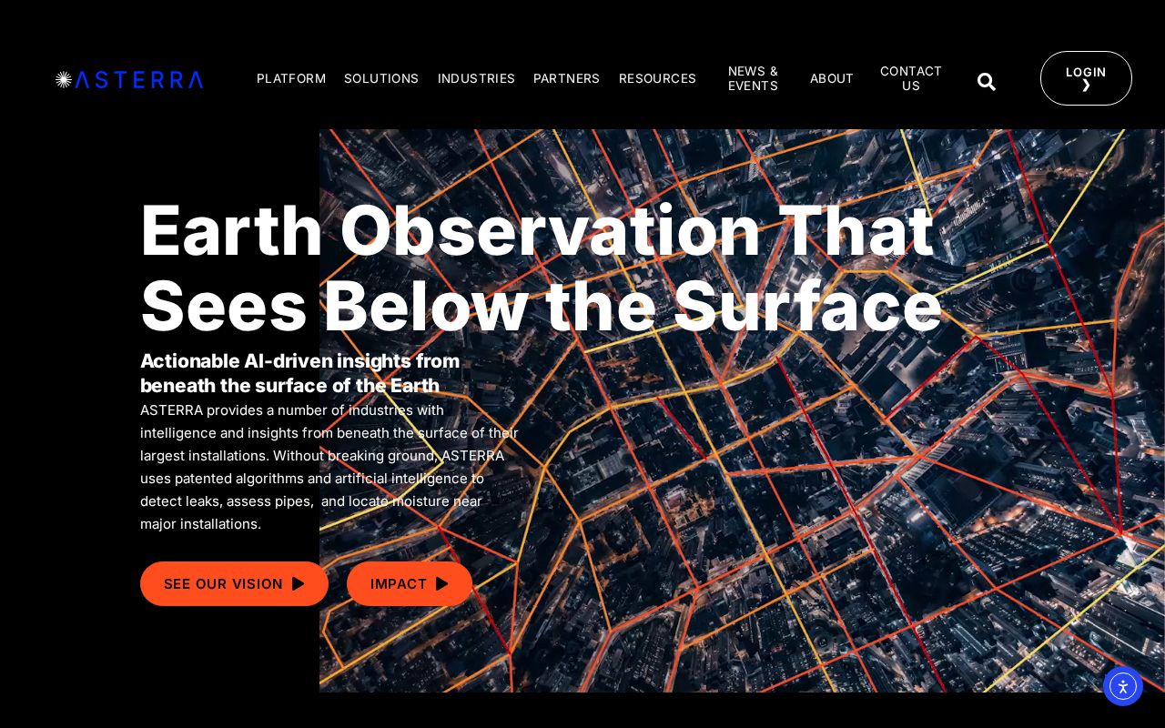 The asterra.io homepage, first screen