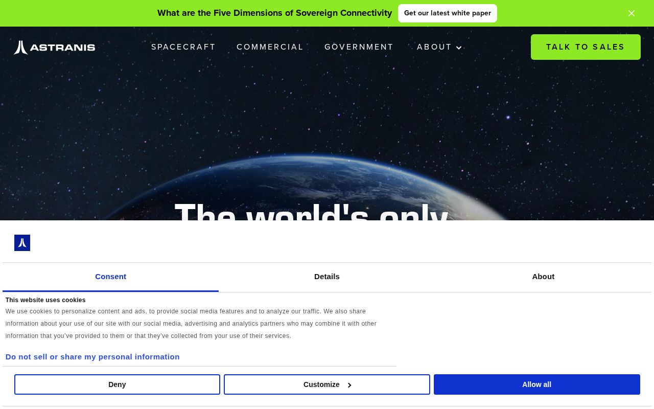 The astranis.com homepage, first screen