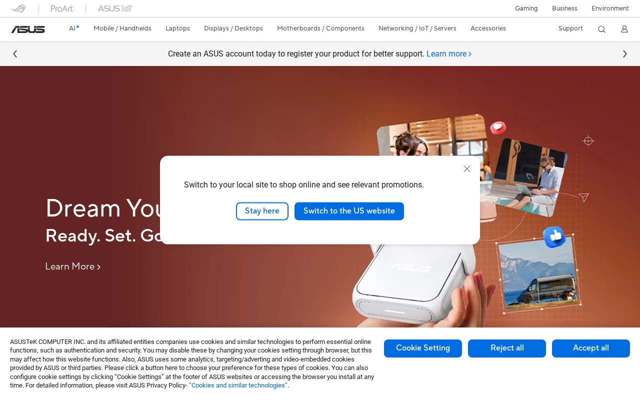 Screenshot of asus.com