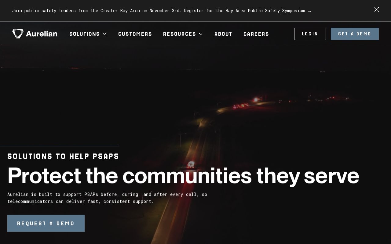The aurelian.com homepage, first screen