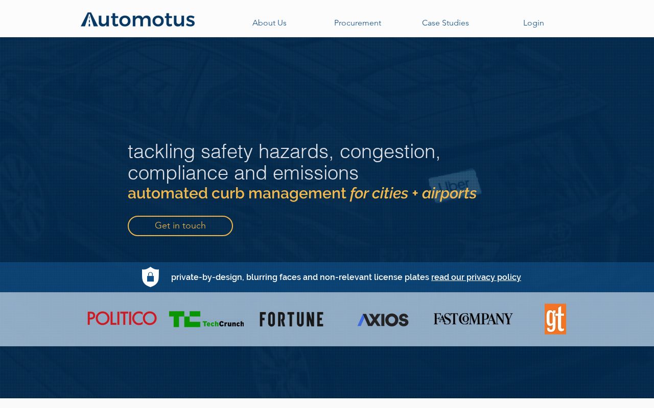 The automotus.ai homepage, first screen