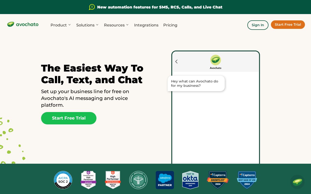 Screenshot of avochato.com