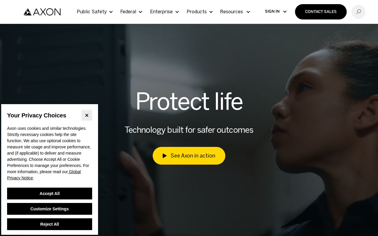 The axon.com homepage, first screen
