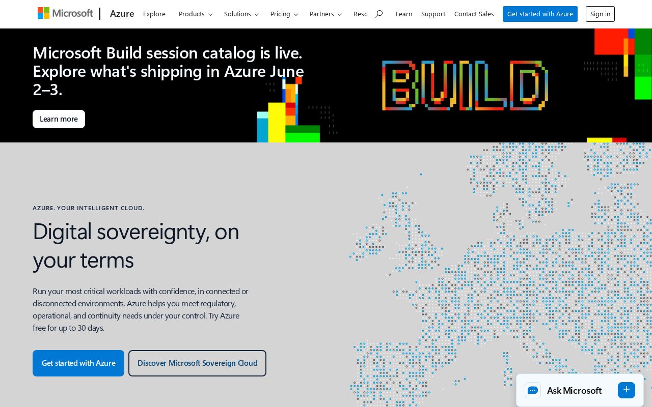 Screenshot of azure.com
