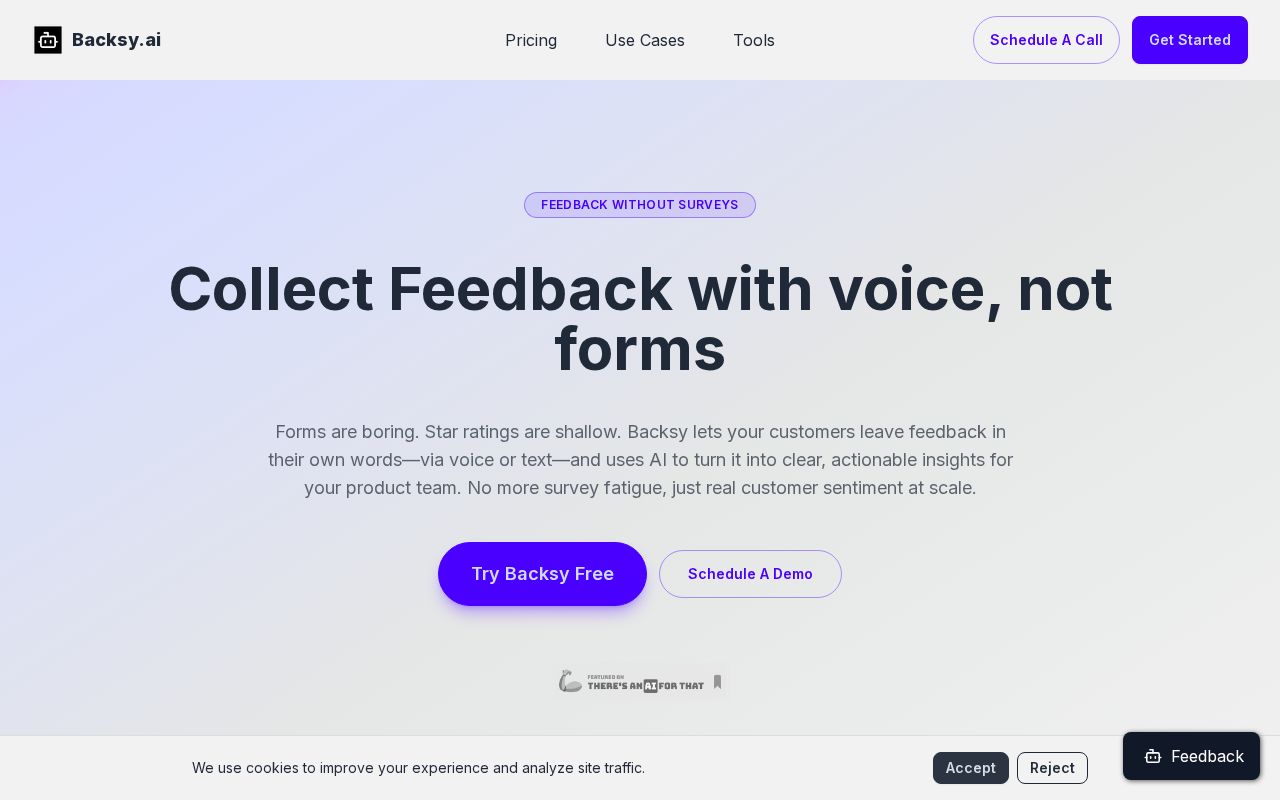 Screenshot of backsy.ai