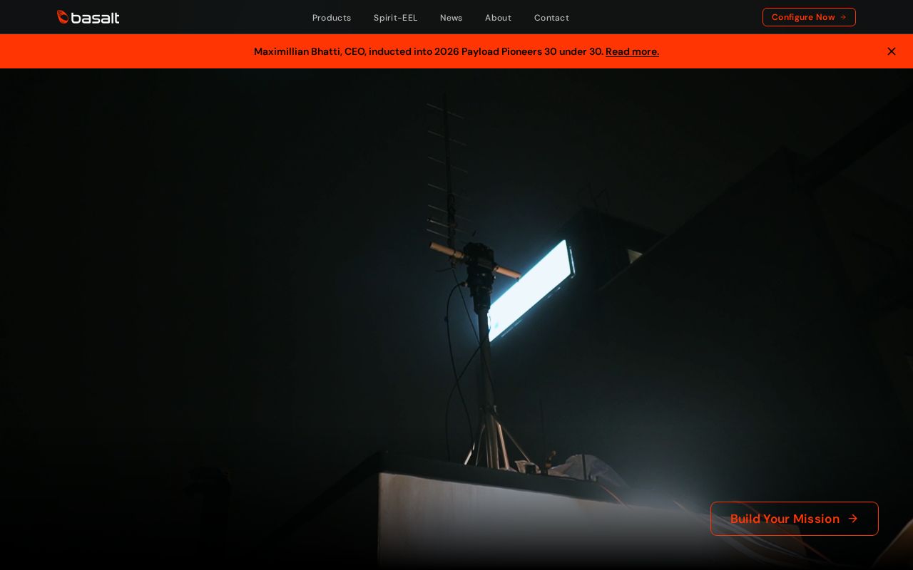 The basalt.space homepage, first screen