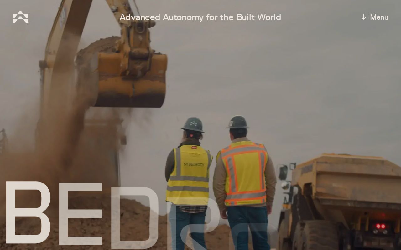 The bedrockrobotics.com homepage, first screen