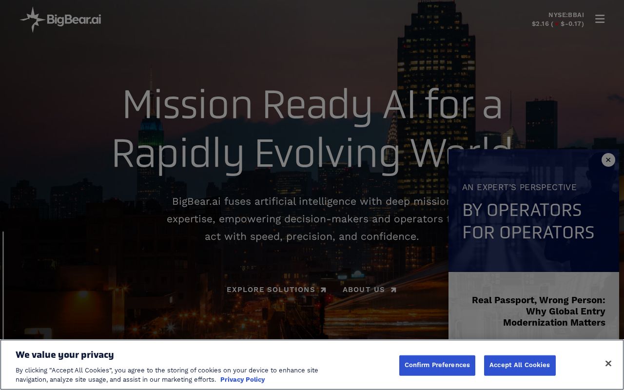 The bigbear.ai homepage, first screen