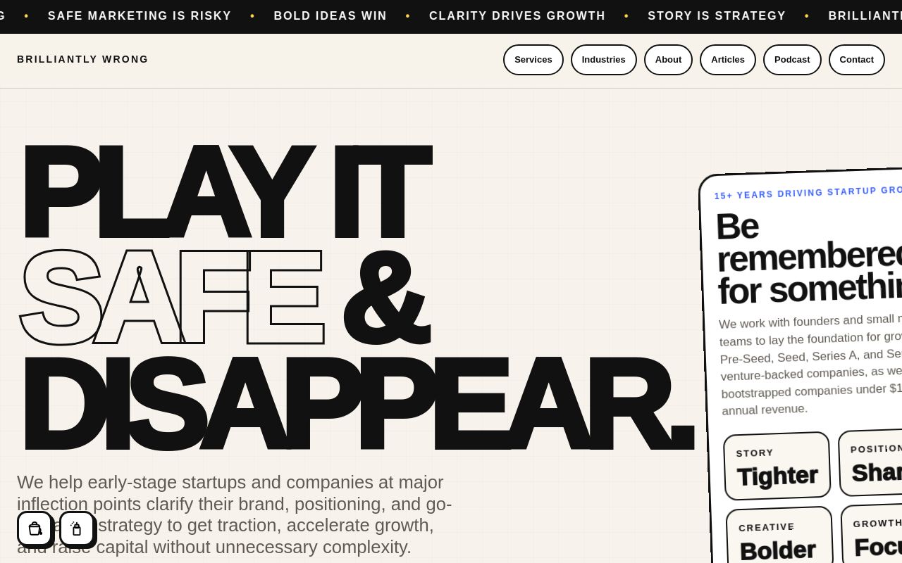 The brilliantlywrong.com homepage, first screen