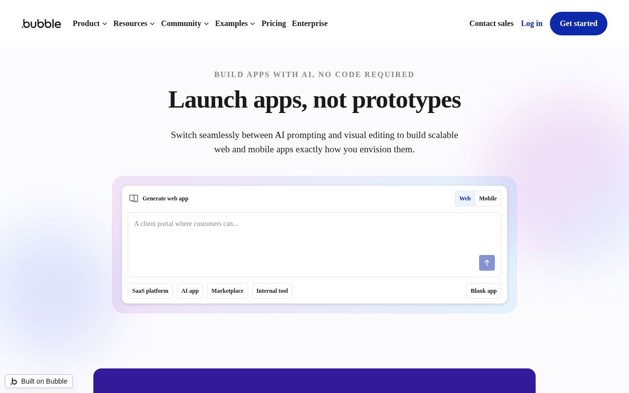 Screenshot of bubble.io