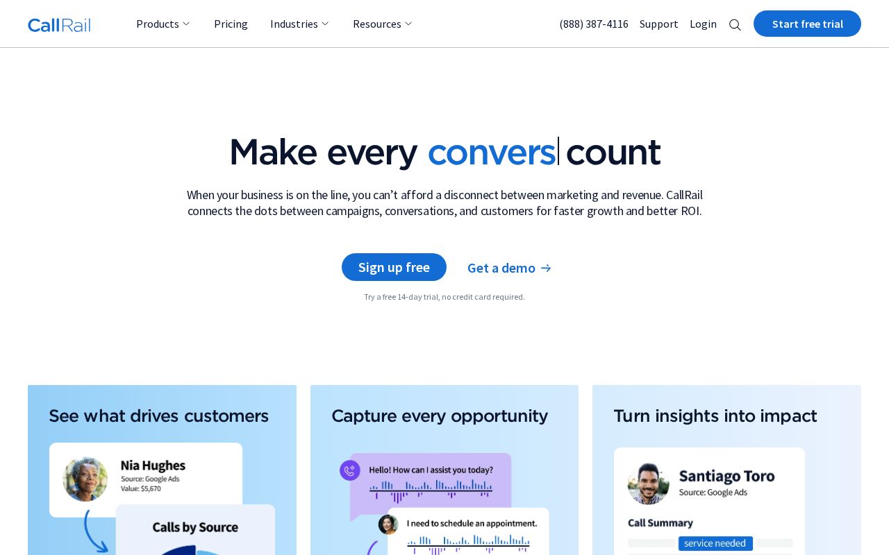 Screenshot of callrail.com